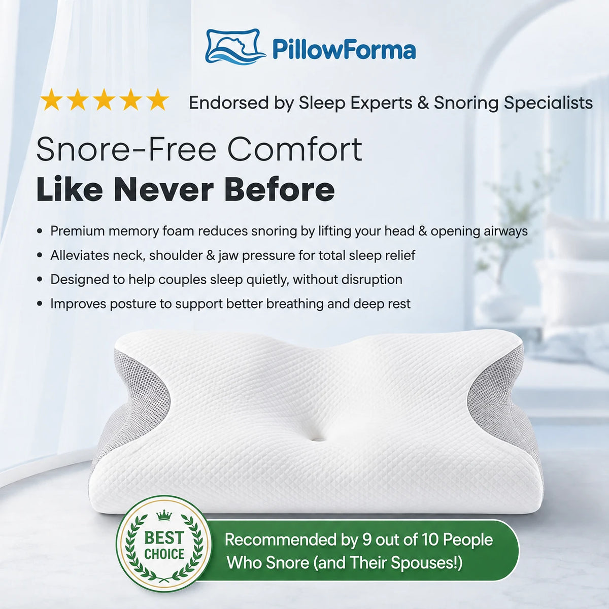 PillowForma™ Anti-Snore Ergonomic Pillow